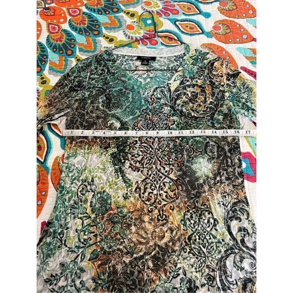Kaktus boho teal and yellow paisley top size medium - Picture 6 of 10